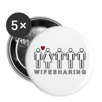 Wifesharing - Buttons groß 56 mm (5er Pack) - Weiß - Vorne