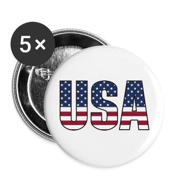 USA T-Shirt - American Flag Letters - Buttons large 2.2''/56 mm (5-pack) - white - Front