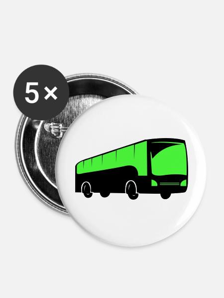 bus busfahren - Buttons groß 56 mm (5er Pack) - Weiß