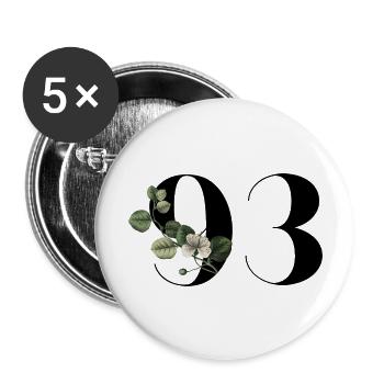 Number 93 Floral Green - 93rd Floral Birthday - Buttons large 2.2''/56 mm (5-pack) - white - Front