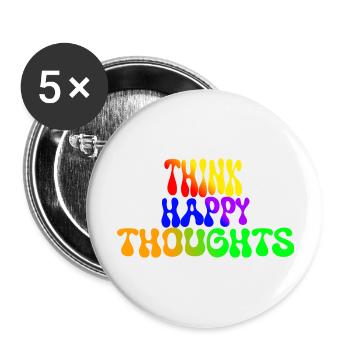 Think Happy Thoughts - Buttons groß 56 mm (5er Pack) - Weiß - Vorne