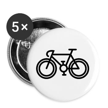 Fahrrad Rennrad Gravel SInglespeed Bahnrad Symbol - Buttons groß 56 mm (5er Pack) - Weiß - Vorne