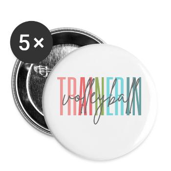 Trainerin Volleyball Volleyballtrainerin Geschenk - Buttons groß 56 mm (5er Pack) - Weiß - Vorne