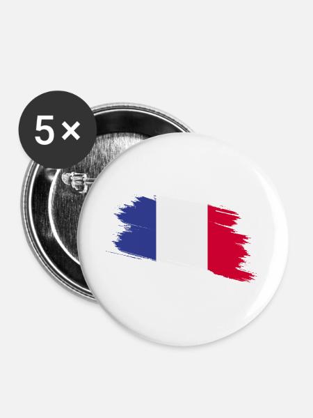 Frankreich - Buttons groß 56 mm (5er Pack) - Weiß