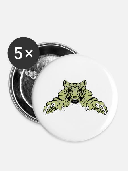 tiger attack - Buttons groß 56 mm (5er Pack) - Weiß