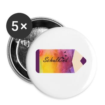 School Child Pen Watercolor Purple Yellow Butterflies - Buttons large 2.2''/56 mm (5-pack) - white - Front