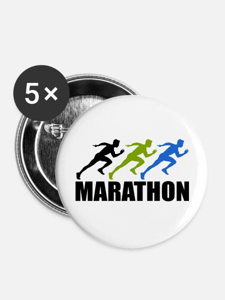 marathon - Buttons groß 56 mm (5er Pack) - Weiß