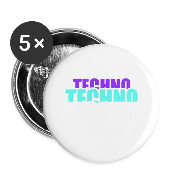 Techno Love Citation Dire Musique Fête Célébrer Logo - Lot de 5 grands badges (56 mm) - blanc - Devant