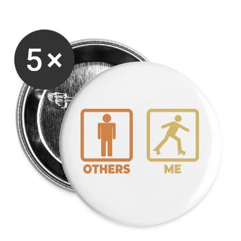 Roller skater stick figure - Buttons large 2.2''/56 mm (5-pack) - white - Front