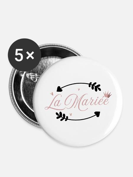 Die Braut Pink Arrow - Buttons groß 56 mm (5er Pack) - Weiß