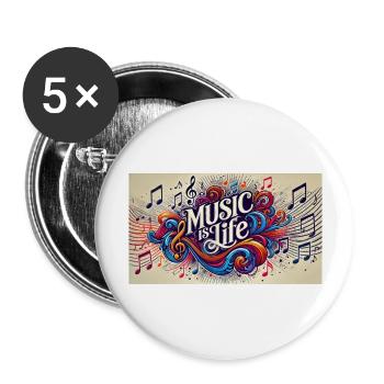 Music is life - Buttons groß 56 mm (5er Pack) - Weiß - Vorne