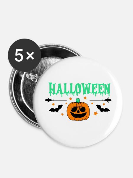 halloween - Buttons groß 56 mm (5er Pack) - Weiß