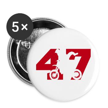 Moto 47 motard - Lot de 5 grands badges (56 mm) - blanc - Devant