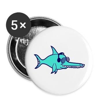 Cool DJ Requin Poisson-scie Requin Poisson Musique de fête - Lot de 5 grands badges (56 mm) - blanc - Devant