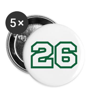 Nummer 26 grüner Sport - Buttons groß 56 mm (5er Pack) - Weiß - Vorne