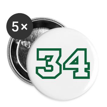 Numéro 34 sport vert - Lot de 5 grands badges (56 mm) - blanc - Devant