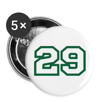 Nummer 29 grüner Sport - Buttons groß 56 mm (5er Pack) - Weiß - Vorne