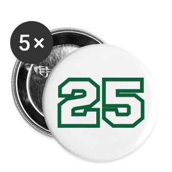 Number 25 green sport - Buttons large 2.2''/56 mm (5-pack) - white - Front