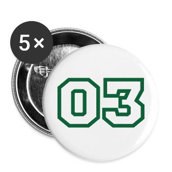 Nummer 3 grüner Sport - Buttons groß 56 mm (5er Pack) - Weiß - Vorne