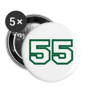 Numéro 55 sport vert - Lot de 5 grands badges (56 mm) - blanc - Devant