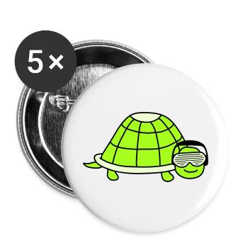 Cute Turtle Cute DJ Party Music Animal - Buttons large 2.2''/56 mm (5-pack) - white - Front