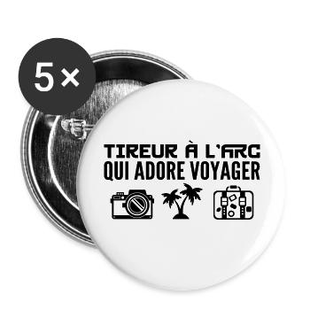 Voyageurs & Tireurs à l'arc : Passion & Découverte - Lot de 5 grands badges (56 mm) - blanc - Devant