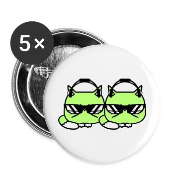 2 DJ Katzen Team Freunde Tiere Haustier Kätzchen - Buttons groß 56 mm (5er Pack) - Weiß - Vorne