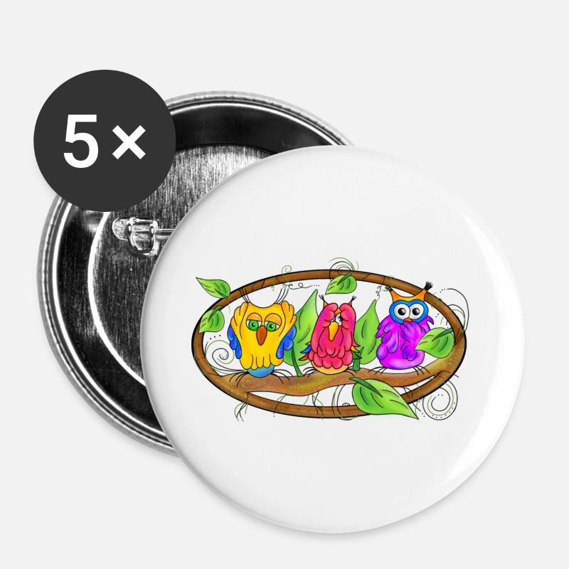 Wisdom - Owl Edition - Buttons large 2.2''/56 mm (5-pack) - white