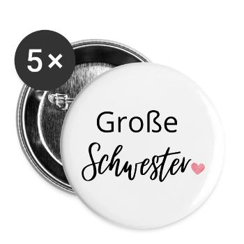 Große Schwester - Buttons groß 56 mm (5er Pack) - Weiß - Vorne