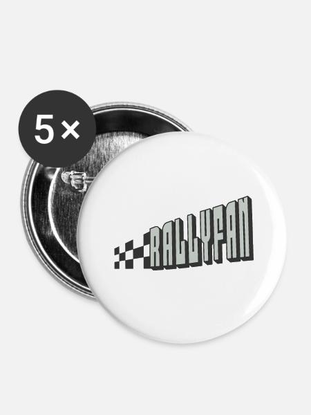 Rallyfan silber schwarz - Buttons groß 56 mm (5er Pack) - Weiß