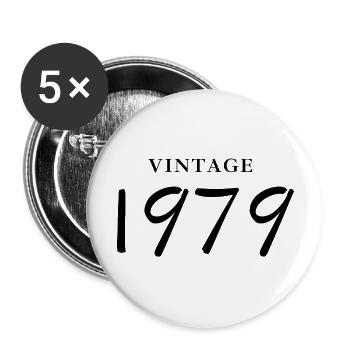 Jahrgang 1979 - Jubiläums-Geschenkidee - Buttons groß 56 mm (5er Pack) - Weiß - Vorne