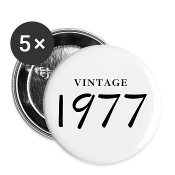 Jahrgang 1977 - Geschenkidee zum Jubiläum - Buttons groß 56 mm (5er Pack) - Weiß - Vorne