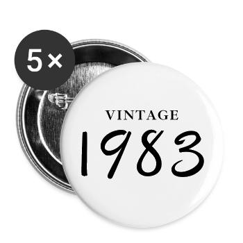 Jahrgang 1983 - Geschenkidee zum Geburtstag - Buttons groß 56 mm (5er Pack) - Weiß - Vorne