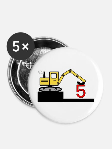 Bagger - Buttons groß 56 mm (5er Pack) - Weiß