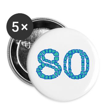 80. 80 YEARS. 80th ANNIVERSARY. 80 YEARS ANNIVERSARY. - Buttons large 2.2''/56 mm (5-pack) - white - Front