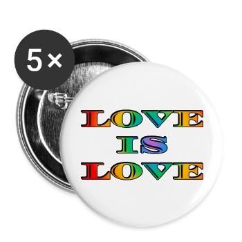 Rainbow Love is Love - Buttons large 2.2''/56 mm (5-pack) - white - Front