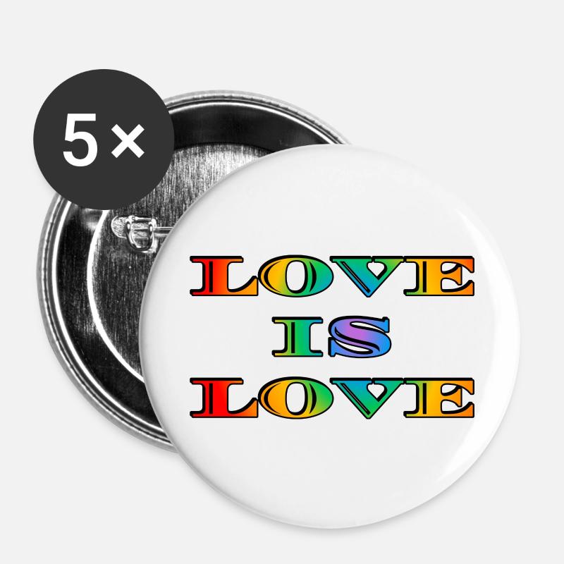Rainbow Love is Love - Buttons large 2.2''/56 mm (5-pack) - white