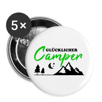 Happy Camper Camping Hommes Cadeau Drôle - Lot de 5 grands badges (56 mm) - blanc - Devant