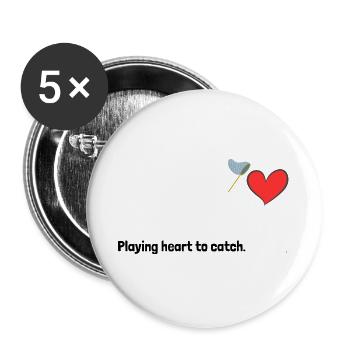 Playing heart to catch. - Buttons large 2.2''/56 mm (5-pack) - white - Front