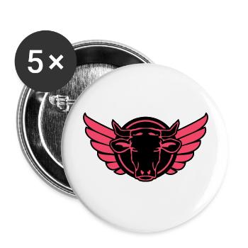 kuh bull wappen - Buttons groß 56 mm (5er Pack) - Weiß - Vorne