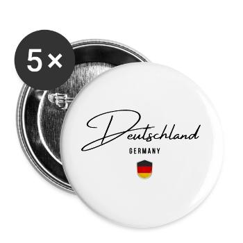 Flagge Deutschlands, deutscher Stolz - Buttons groß 56 mm (5er Pack) - Weiß - Vorne