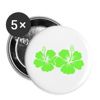 Hibiskus Blume - Buttons groß 56 mm (5er Pack) - Weiß - Vorne