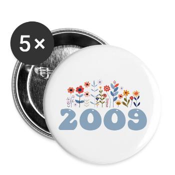 2009 Blumenmuster 2009 Blumen-thema Blumen 2009 - Buttons groß 56 mm (5er Pack) - Weiß - Vorne
