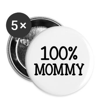 100% Mom - Mother's Day - Buttons large 2.2''/56 mm (5-pack) - white - Front