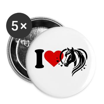 J’adore les chevaux - Lot de 5 grands badges (56 mm) - blanc - Devant