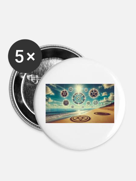 Zauberei - Buttons groß 56 mm (5er Pack) - Weiß