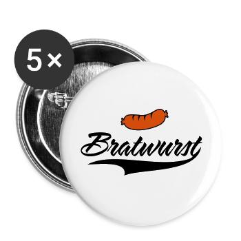 Einfach lecker Bratwurst - Buttons groß 56 mm (5er Pack) - Weiß - Vorne