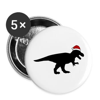 T-Rex Weihnachtsmann - Buttons groß 56 mm (5er Pack) - Weiß - Vorne