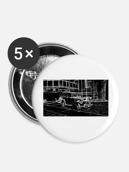 Car White Black - Buttons large 2.2''/56 mm (5-pack) - white