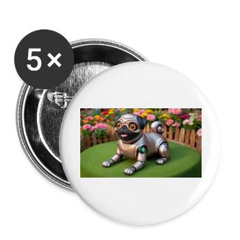 My robotic pug - Buttons large 2.2''/56 mm (5-pack) - white - Front